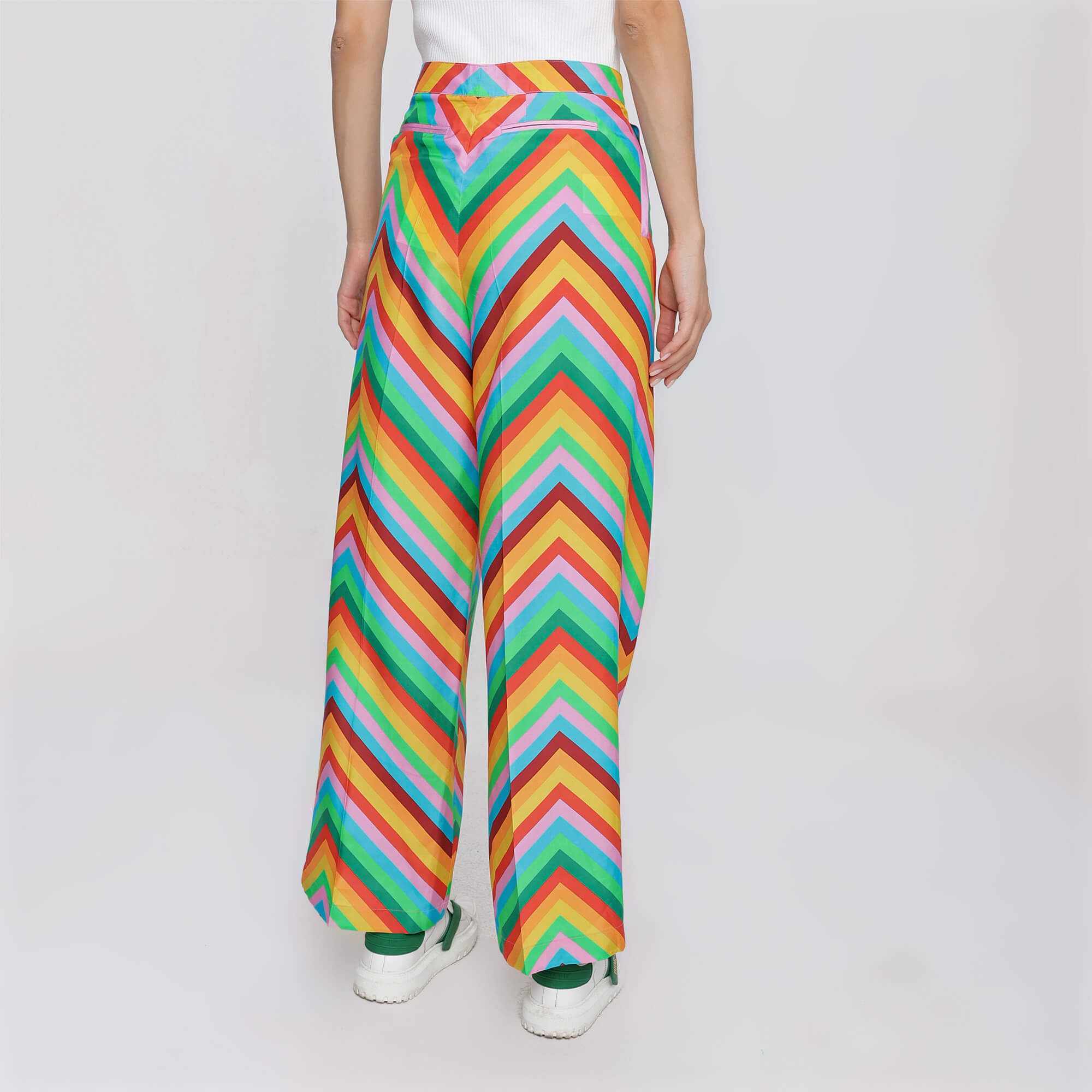 Valentino - Multicolor Zigzag Silk Flared Pants